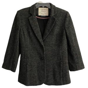 Anthropologie Cartonnier Charcoal Gray Tweed Blazer L